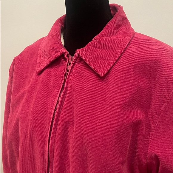 Pinkish wine Zip-Up corduroy Jacket vintage 80’s warm faux fur lined - Picture 2 of 4